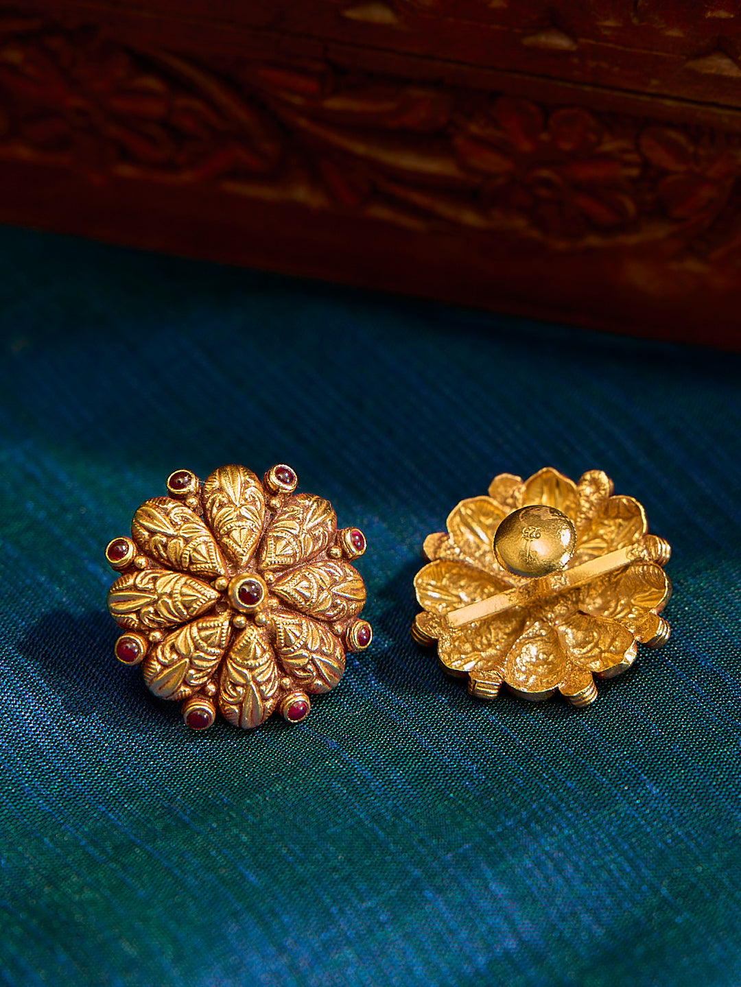 Divine Kundan Ruby Stone Studs
