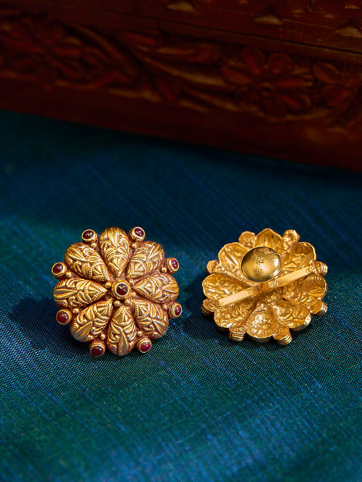 Divine Kundan Ruby Stone Studs