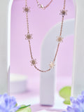 Rose Gold Floral Silver Chain