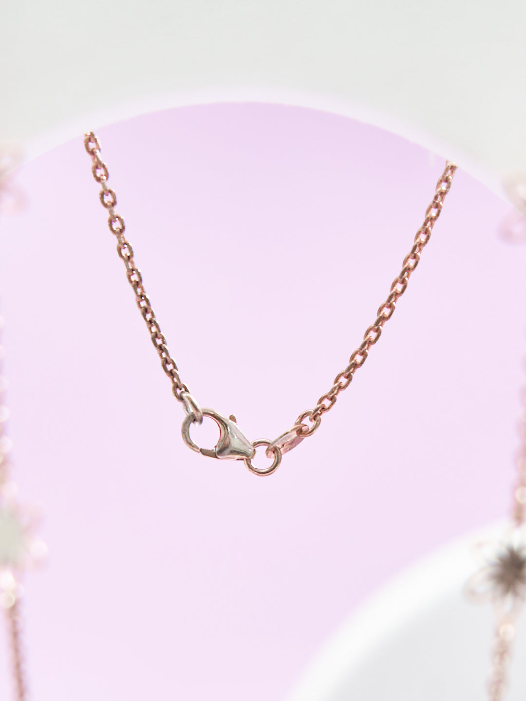 Rose Gold Floral Silver Chain