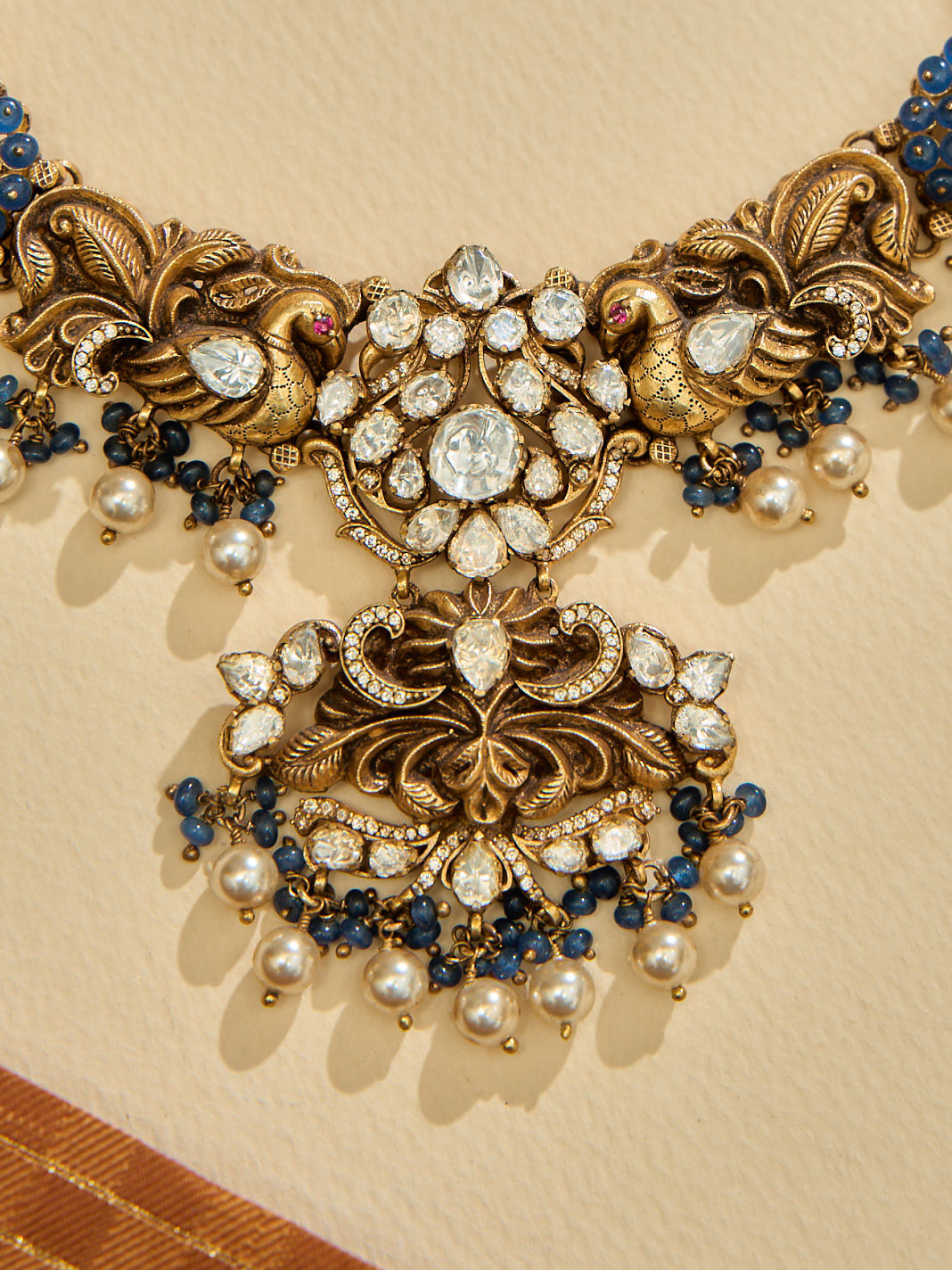 Royal Blue Beads Lakshmi Necklace