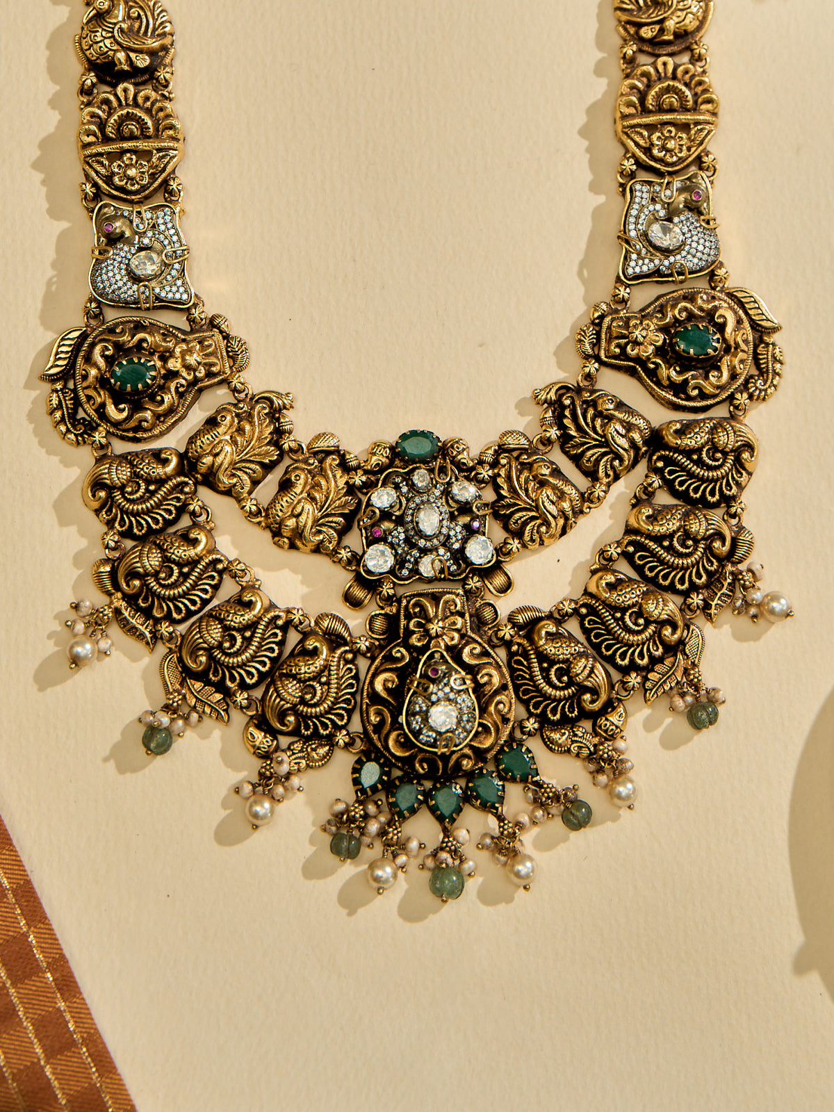 Antique Lakshmi Emerald Temple Haram