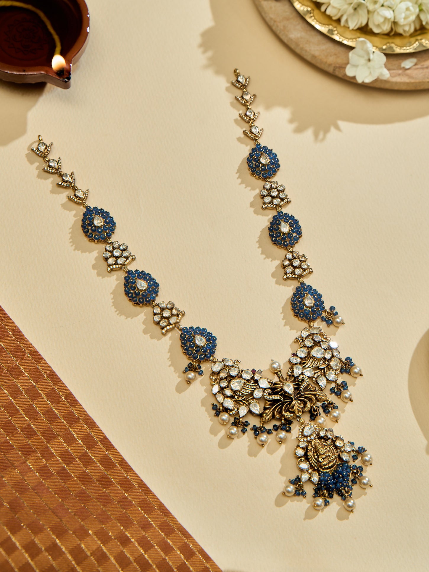 Antique Blue Beads Lakshmi Haram