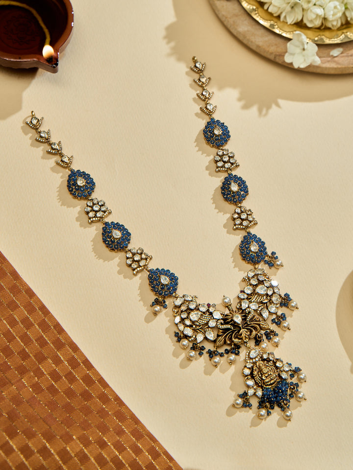 Antique Blue Beads Lakshmi Haram