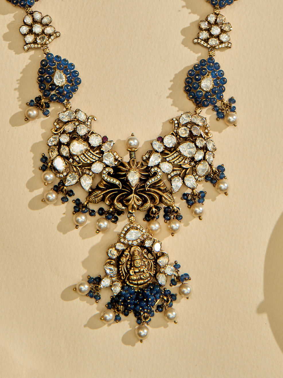 Antique Blue Beads Lakshmi Haram