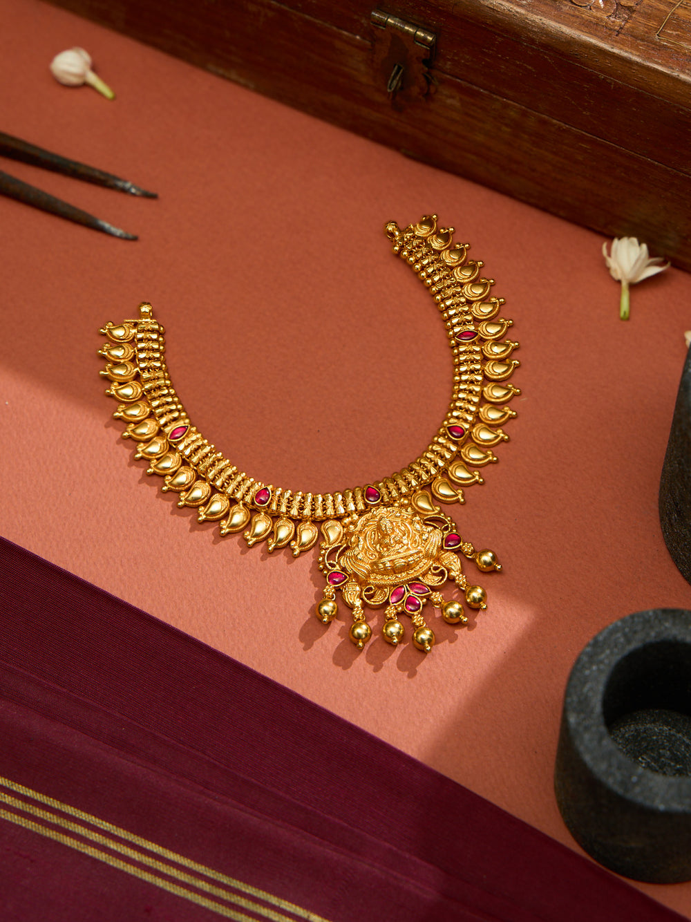 Lakshmi Mango Ruby Necklace