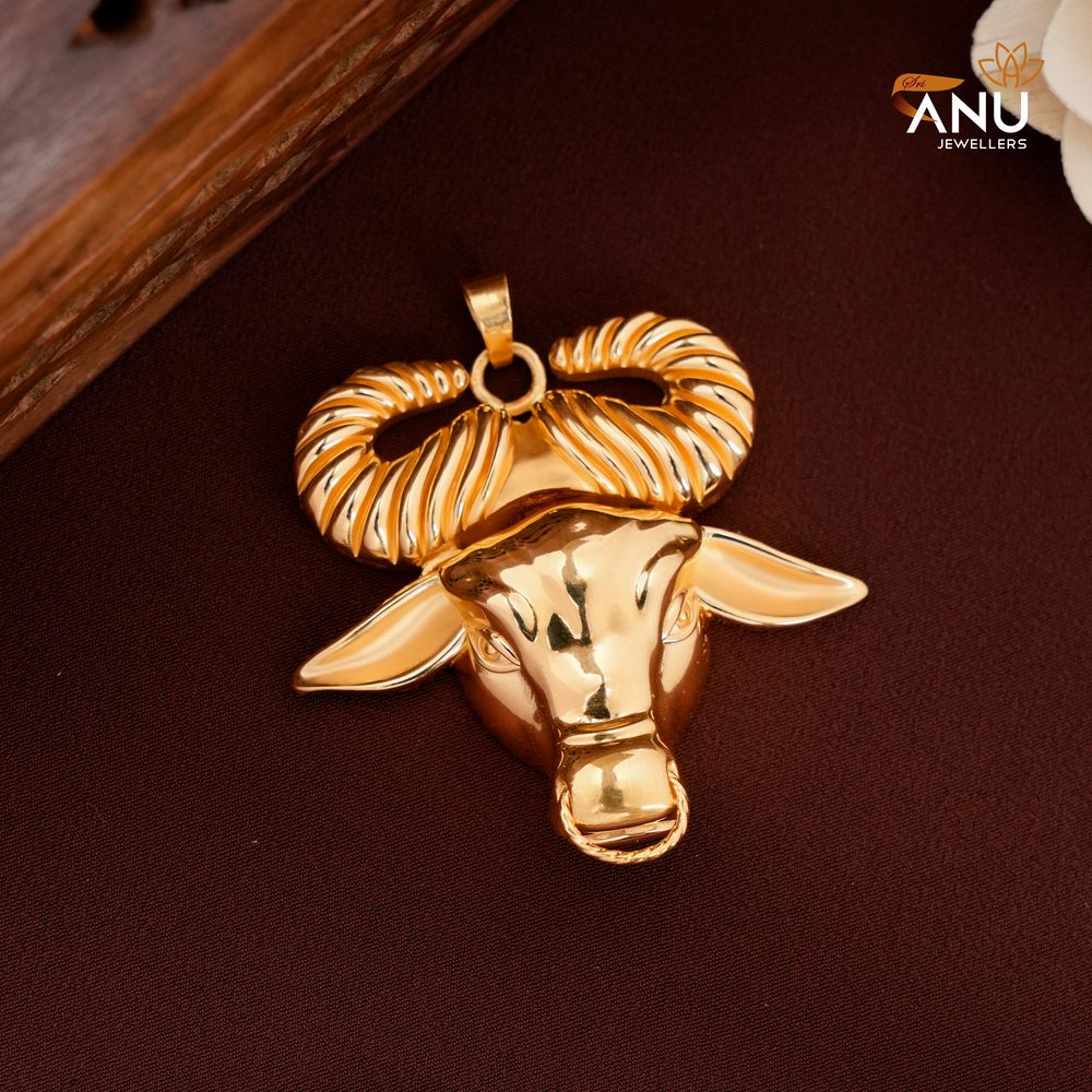 Personalized Buffalo Face Gold Pendant