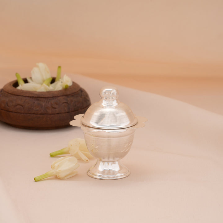 Minimalist Design Silver Kumkum Chimil