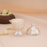 Fancy Lotus Design Silver Kumkum Chimil
