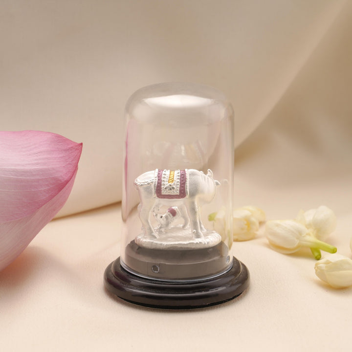 Cow and Calf Silver Car Stand Idol