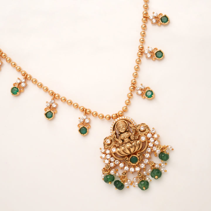 Divine Lakshmi Pendant with Minimal Chain Golden Necklace