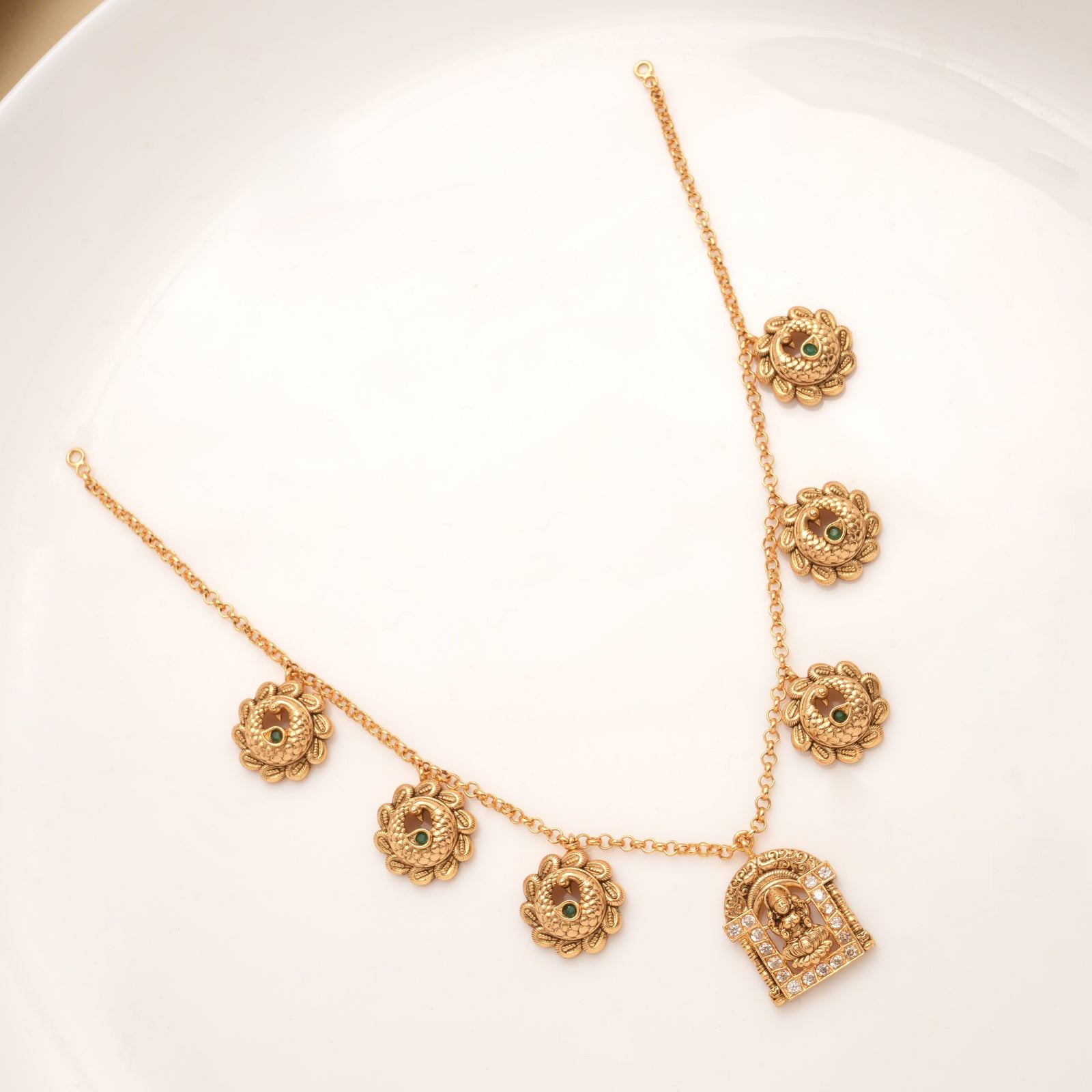 Fancy Peacock Drops Minimalist Pendant Necklace