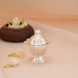 Heritage Four Leaf Design Silver Kumkum Chimil