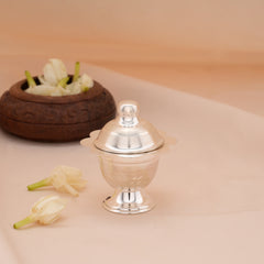 Heritage Four Leaf Design Silver Kumkum Chimil