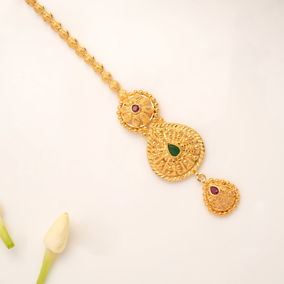 Beautiful Teardrop Enamel Golden Tikka