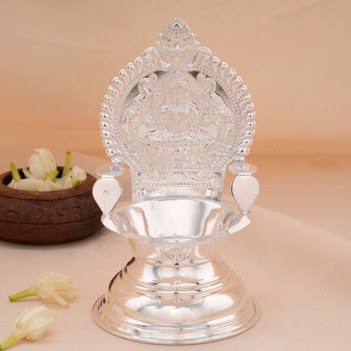 Goddess Gaja Lakshmi silver Vilaku