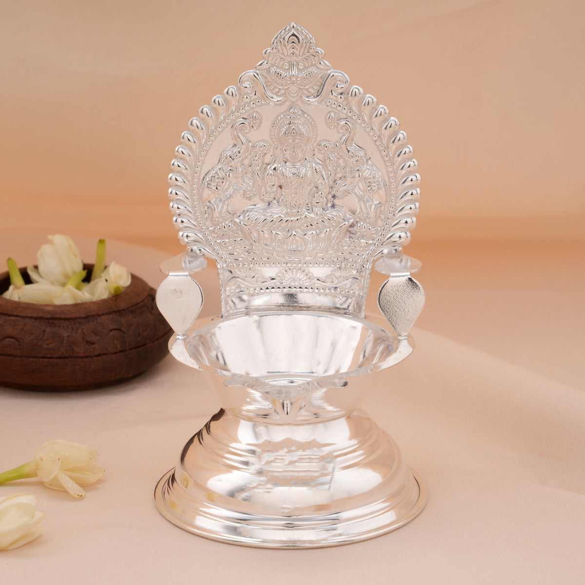 Divine Gaja Lakshmi Silver Vilaku