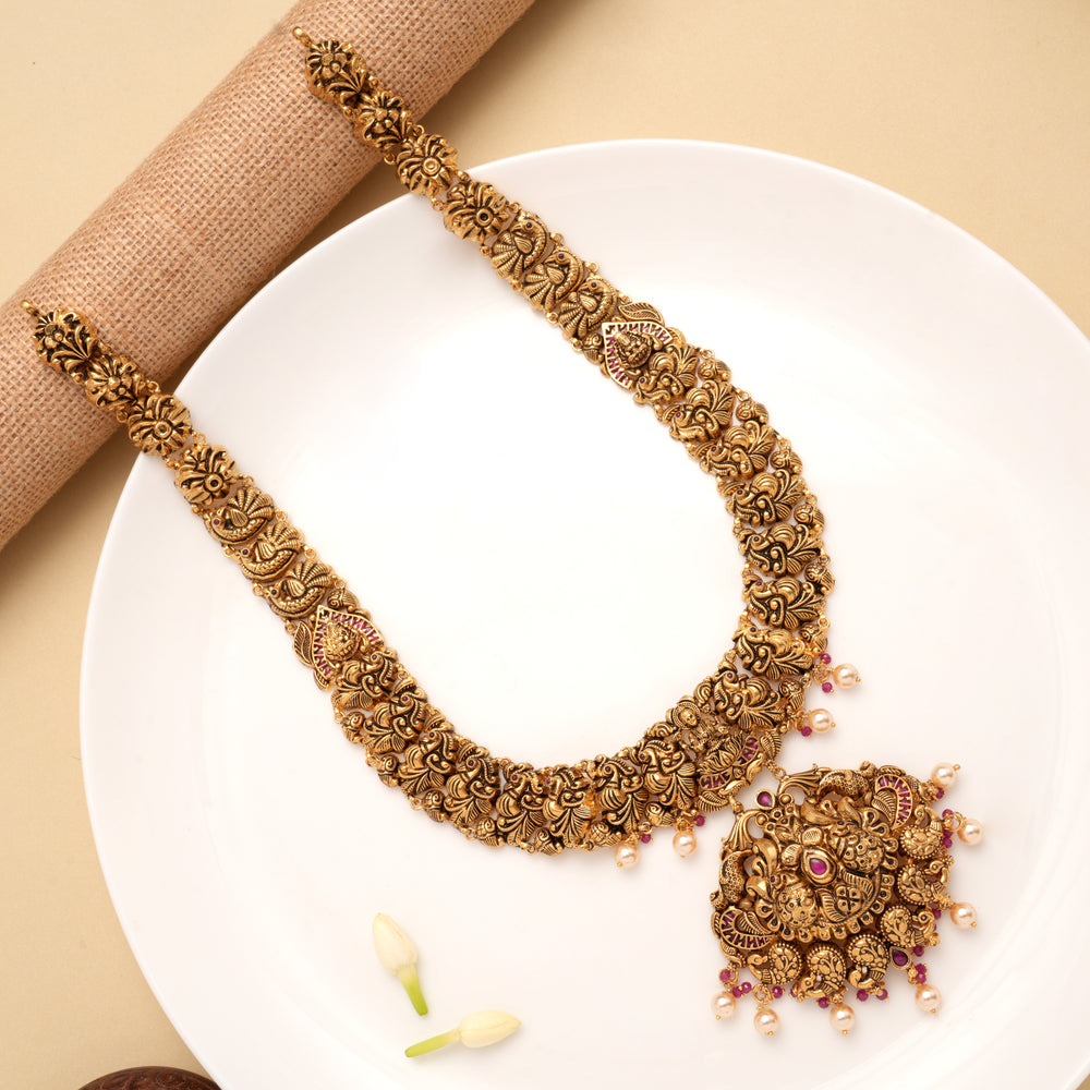 Antique Grand Peacock Design Pendant Golden Haram