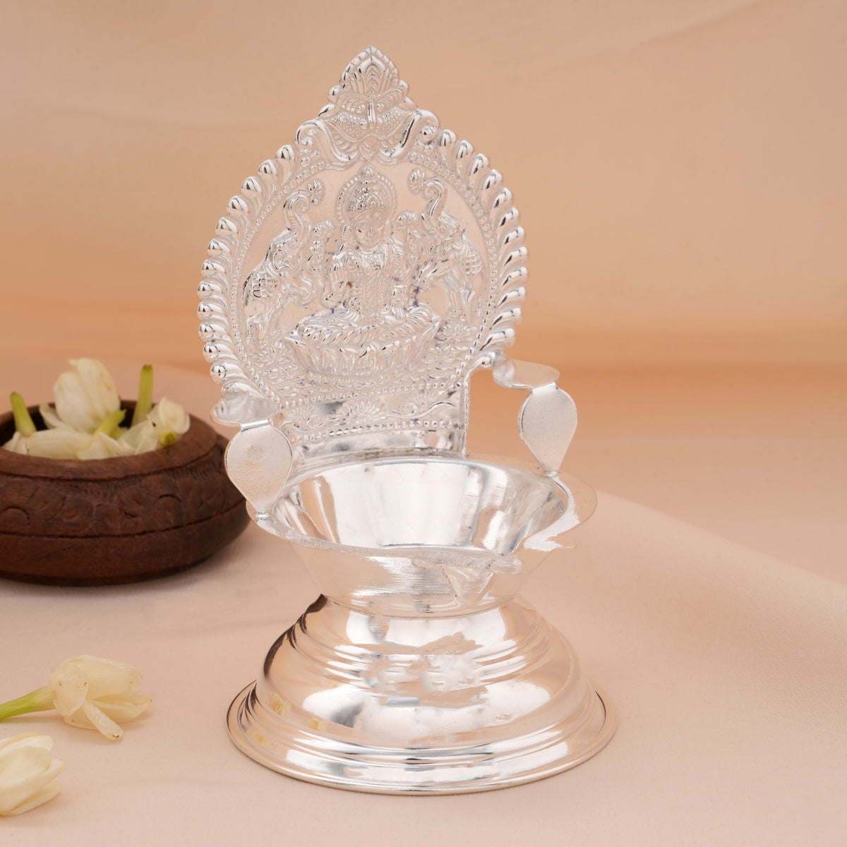 Divine Gaja Lakshmi Silver Vilaku
