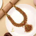Beautiful Lakshmi Pendant Dual Stone Drops Golden Haram