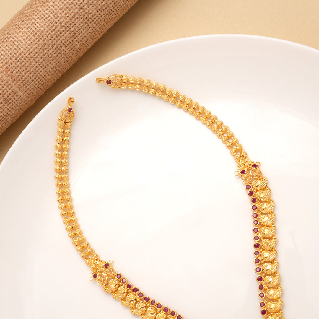 Heritage Mango Design Teardrop Pendant Drops Golden Haram