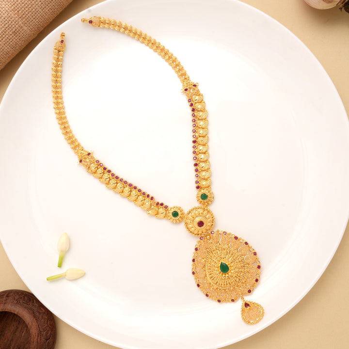 Heritage Mango Design Teardrop Pendant Drops Golden Haram