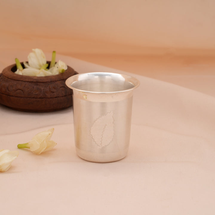 Beautiful Lotus Engraved Silver Tumbler