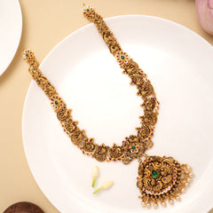 Antique Floral Design with Peacock Pendant Golden Haram