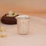 Tri Leaf Lotus Silver Embossed Tumbler