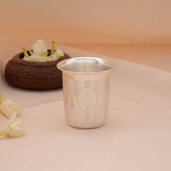 Tri Leaf Lotus Silver Embossed Tumbler