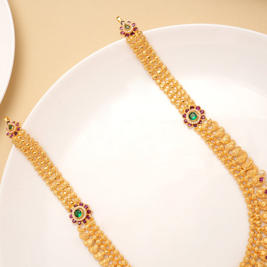 Nagas Mango Design Round Pendant Drops Golden Haram