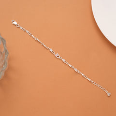 Tiny Dual Leaf Stone Silver Women’s Bracelet