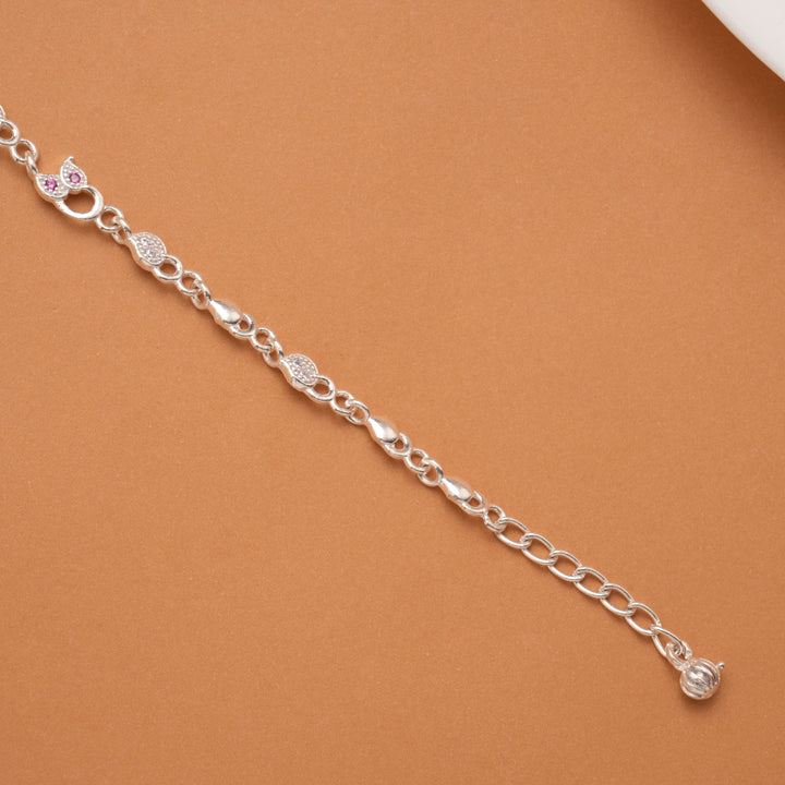 Tiny Dual Leaf Stone Silver Women’s Bracelet