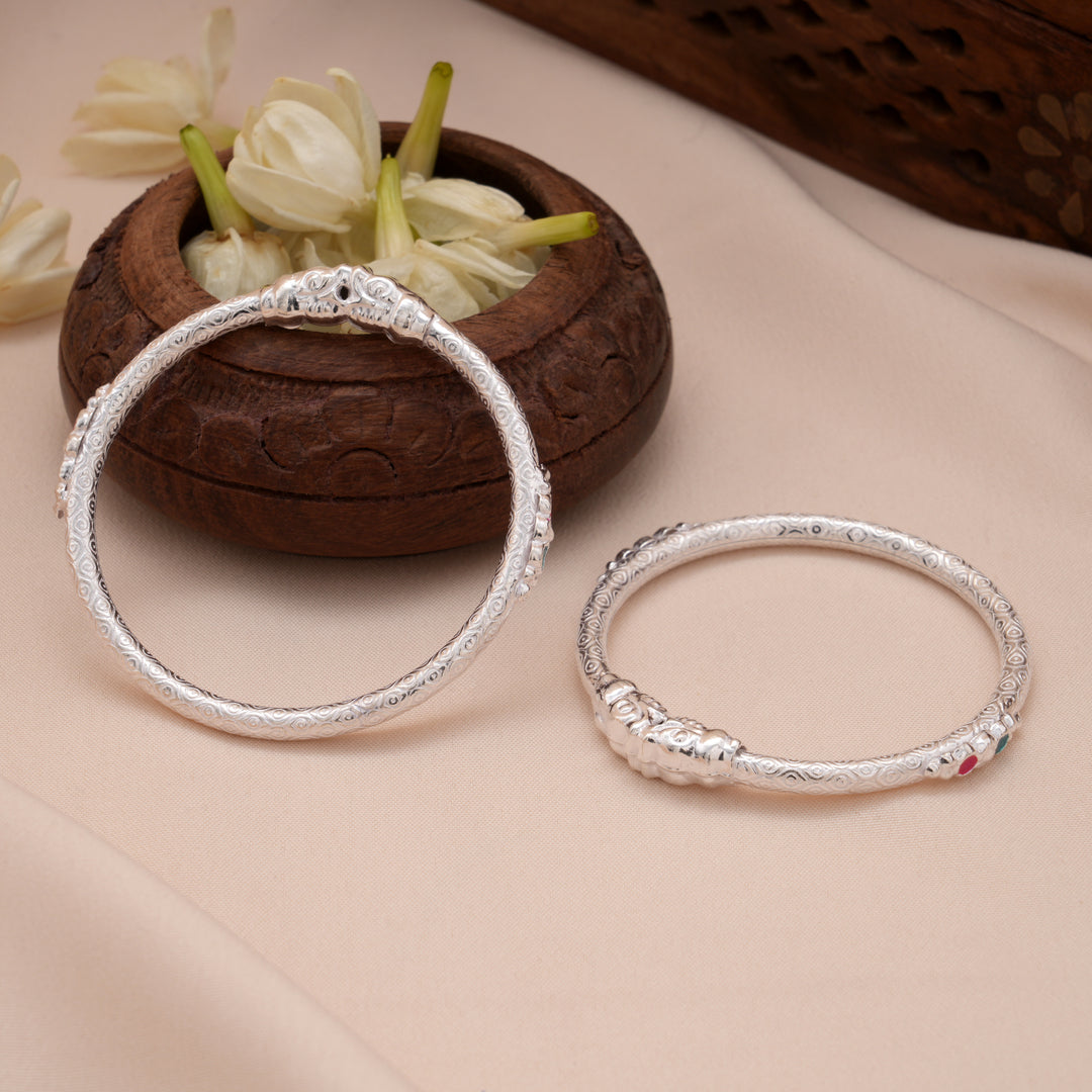 Joyful Enamel Design Yazhi Silver Baby Bangle