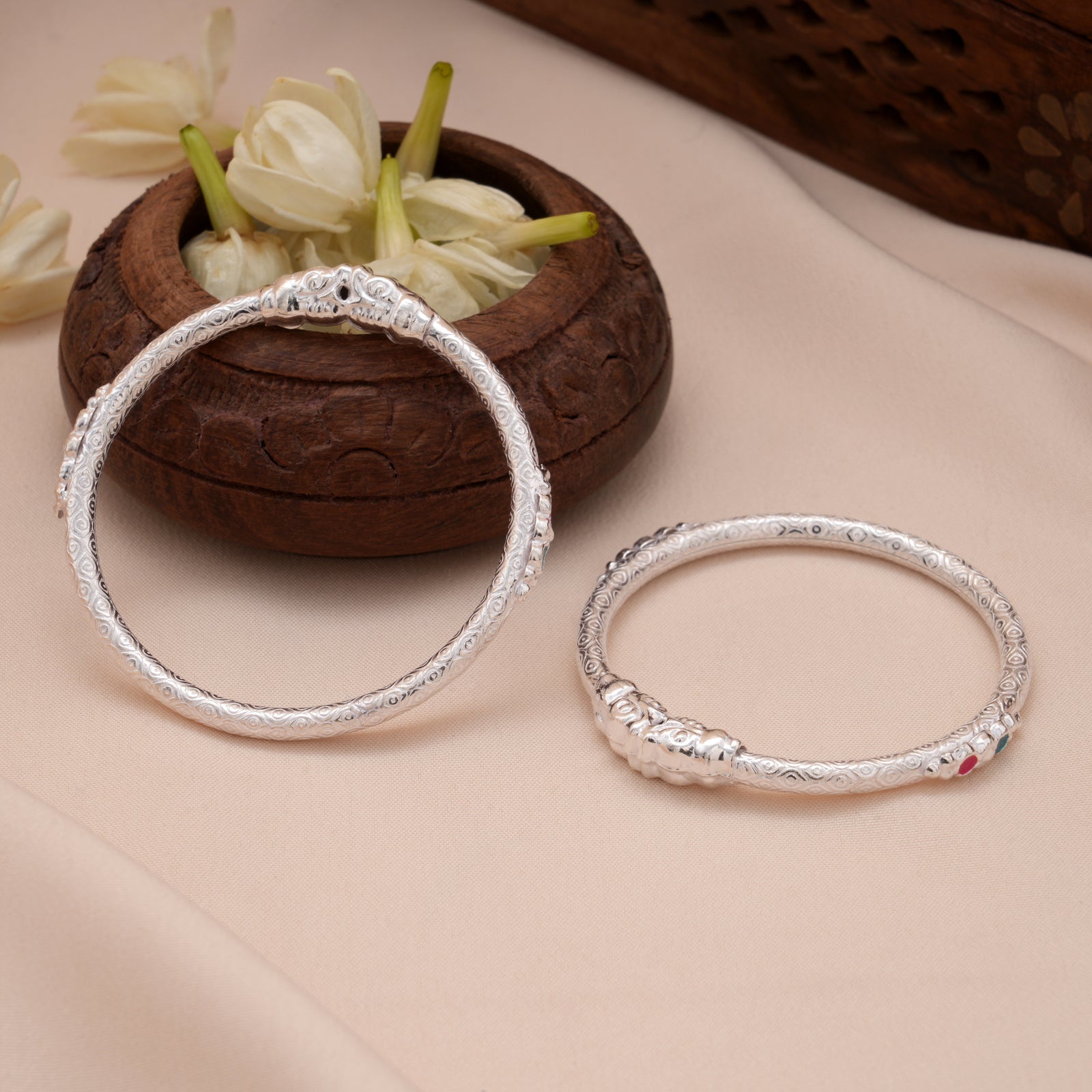 Joyful Enamel Design Yazhi Silver Baby Bangle