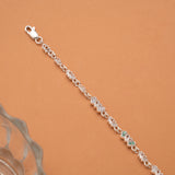 Cute Green Stone Heart Link Silver Women’s Bracelet