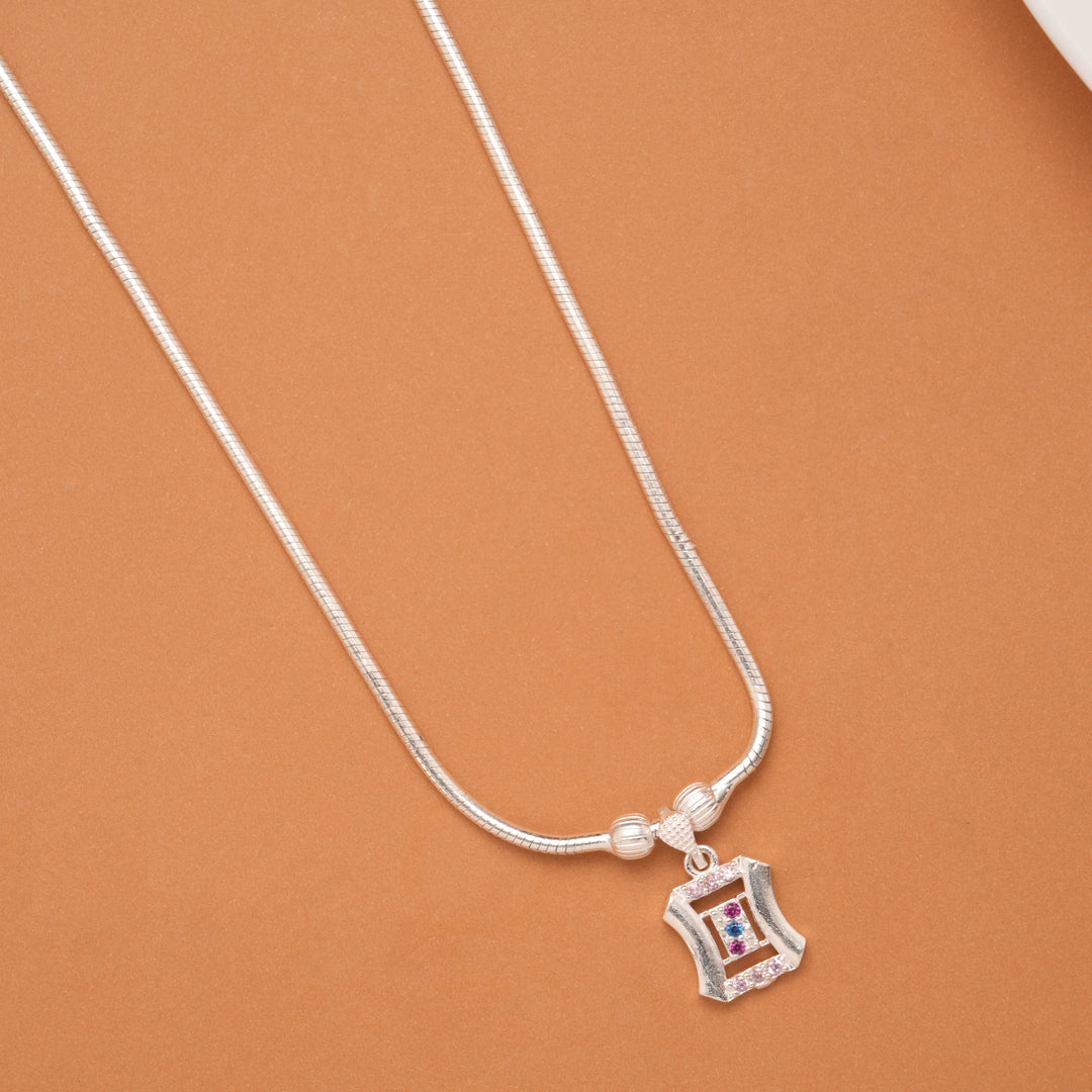 Ethnic Square Shaped Design Silver Women’s Chain