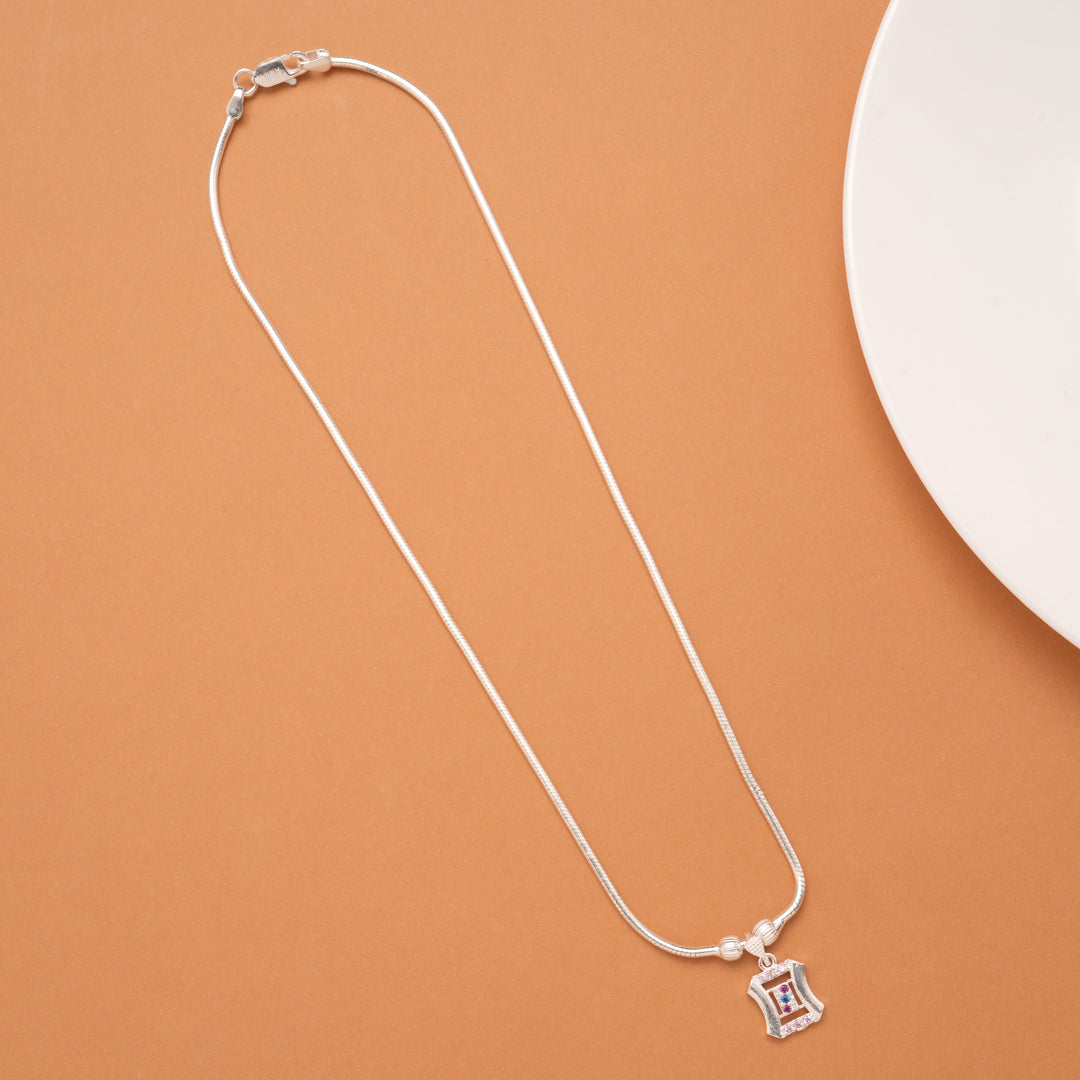 Ethnic Square Shaped Design Silver Women’s Chain