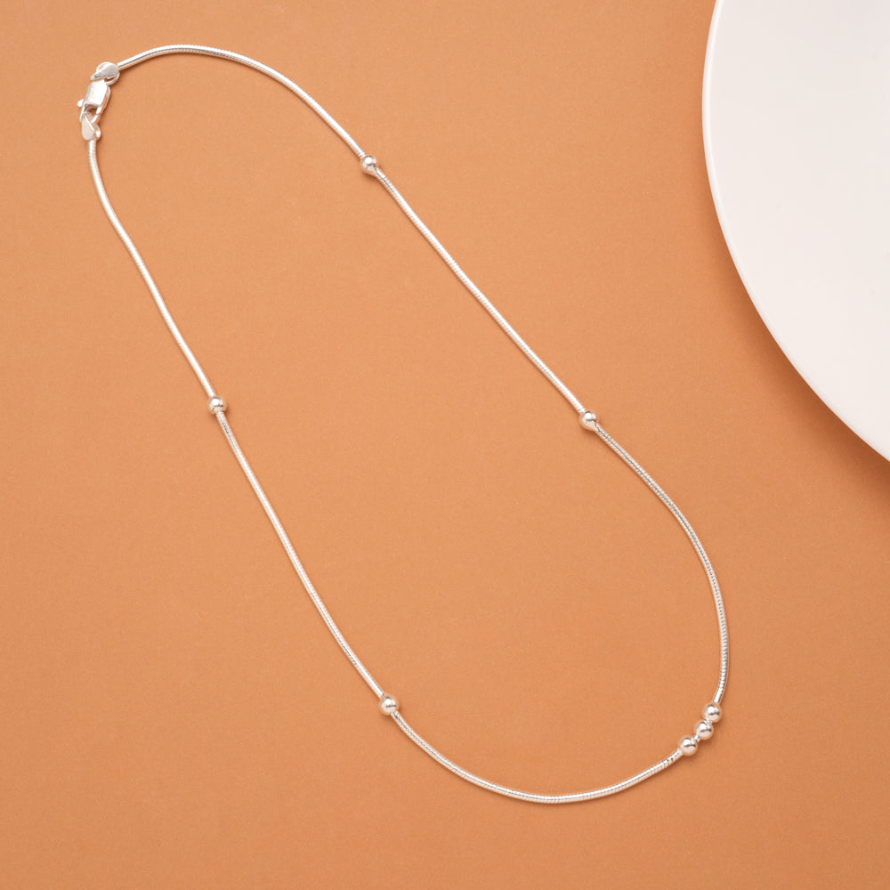 Minimalist Ball Design Silver Women’s Chain