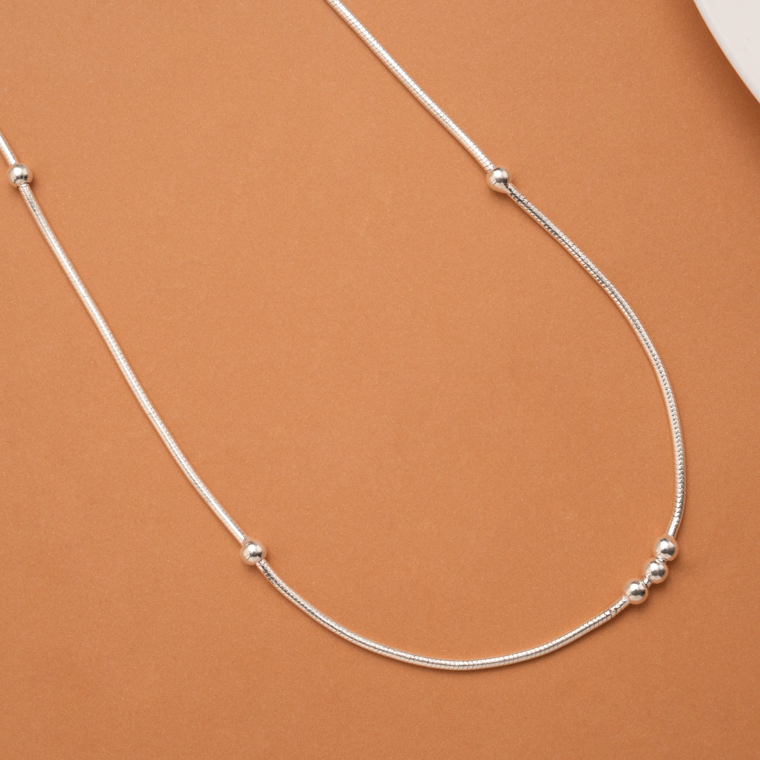 Minimalist Ball Design Silver Women’s Chain
