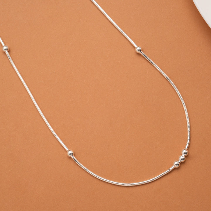 Minimalist Ball Design Silver Women’s Chain