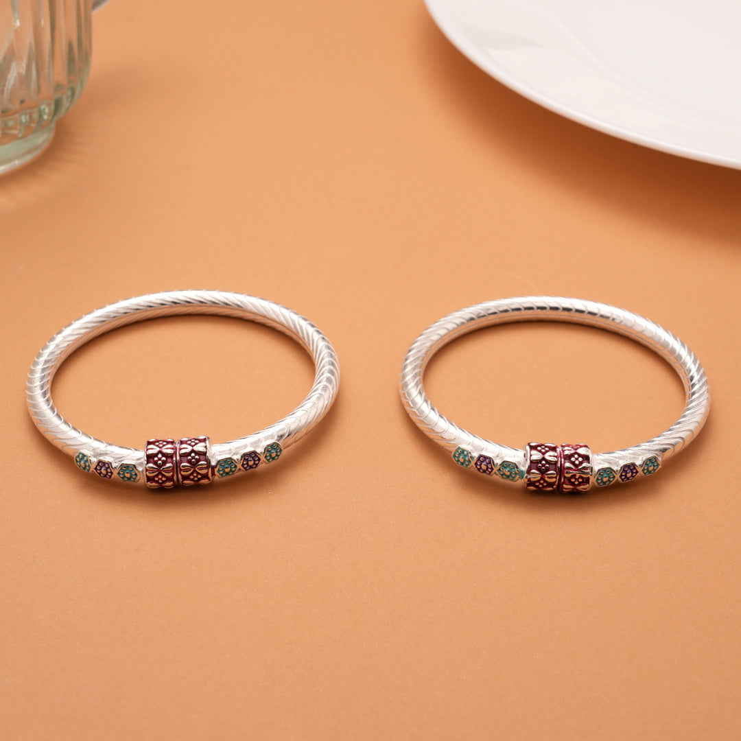 Elegant Twisted Rope Design Silver Bangles