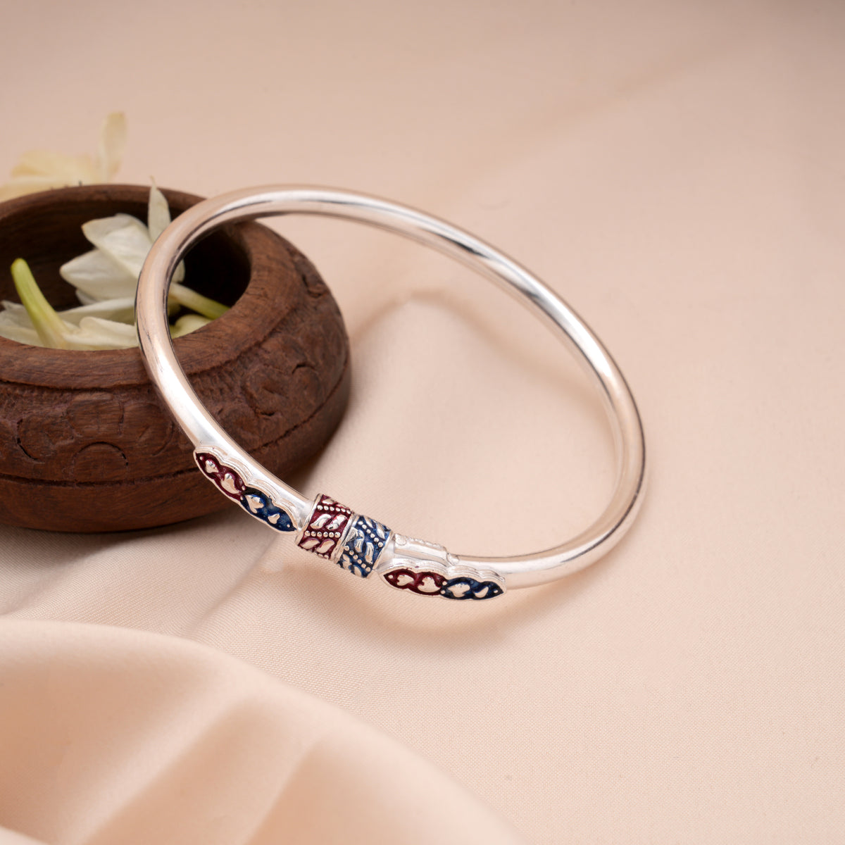 Majestic Enamel Ball Silver Baby Bangle