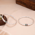 Stylish Floral Ball Silver Baby Bangle