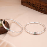 Stylish Floral Ball Silver Baby Bangle