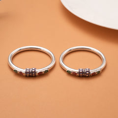 Sleek Square Enamel Design Silver Bangles