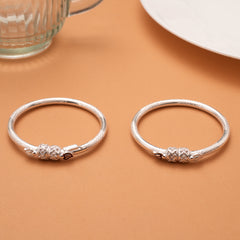 Intricate Floral Design Leaf Enamel Silver Bangles