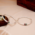 Stylish Dual Enamel Design Silver Bangle