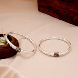 Stylish Dual Enamel Design Silver Bangle