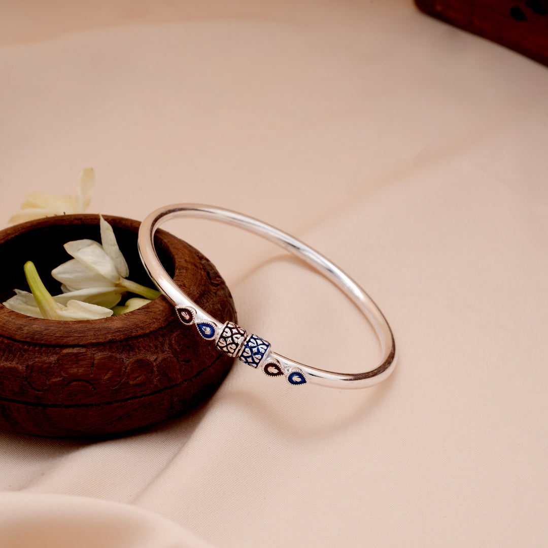 Dainty Dual Teardrops Silver Bangle